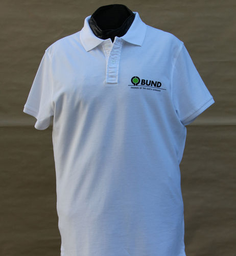 Polo-T-Shirt mit Logo-Stick in weiß für Damen und Herren